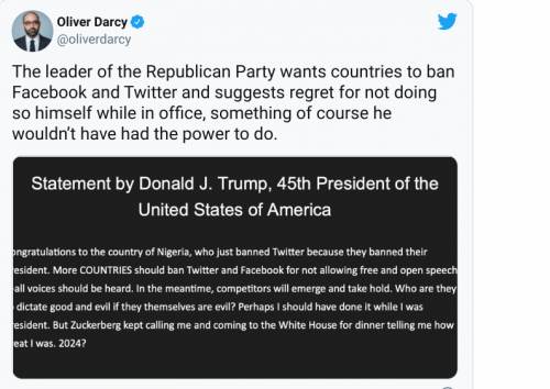 Donald Trump Commends Nigeria’s Twitter Ban, Encourages Other Countries to Emulate Same